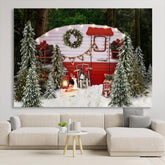 Lofaris Snowy Christmas Tree And Cute Glitter Motorhome Party Backdrop